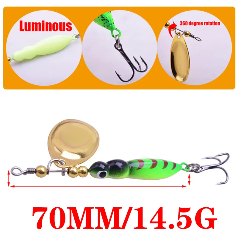 Señuelos de Pesca de fundición larga, cebo giratorio luminoso de 70mm y 14,5g, cebo duro Artificial, señuelos de Metal para Lucio, aparejos de pesca, 1 unidad - imagen 2