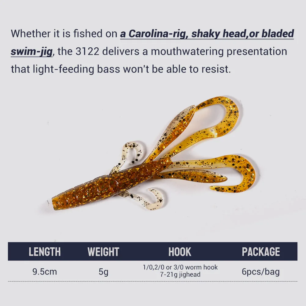 NOEBY-Cebo suave de silicona para criatura más delgada, Wobblers de camarones, cebo de natación Artificial, aparejos de pesca de lubina, 9,5 cm, 5g - imagen 2