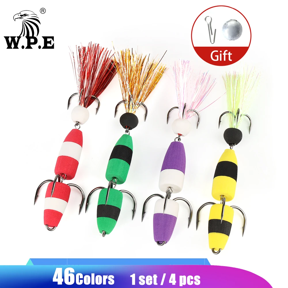 Señuelo de pesca W.P.E, 4 unids/lote, tamaño M, plantilla Multicolor, cebo de natación, Wobblers, señuelo de pesca suave, cebo de pesca de lubina con plomo gratis