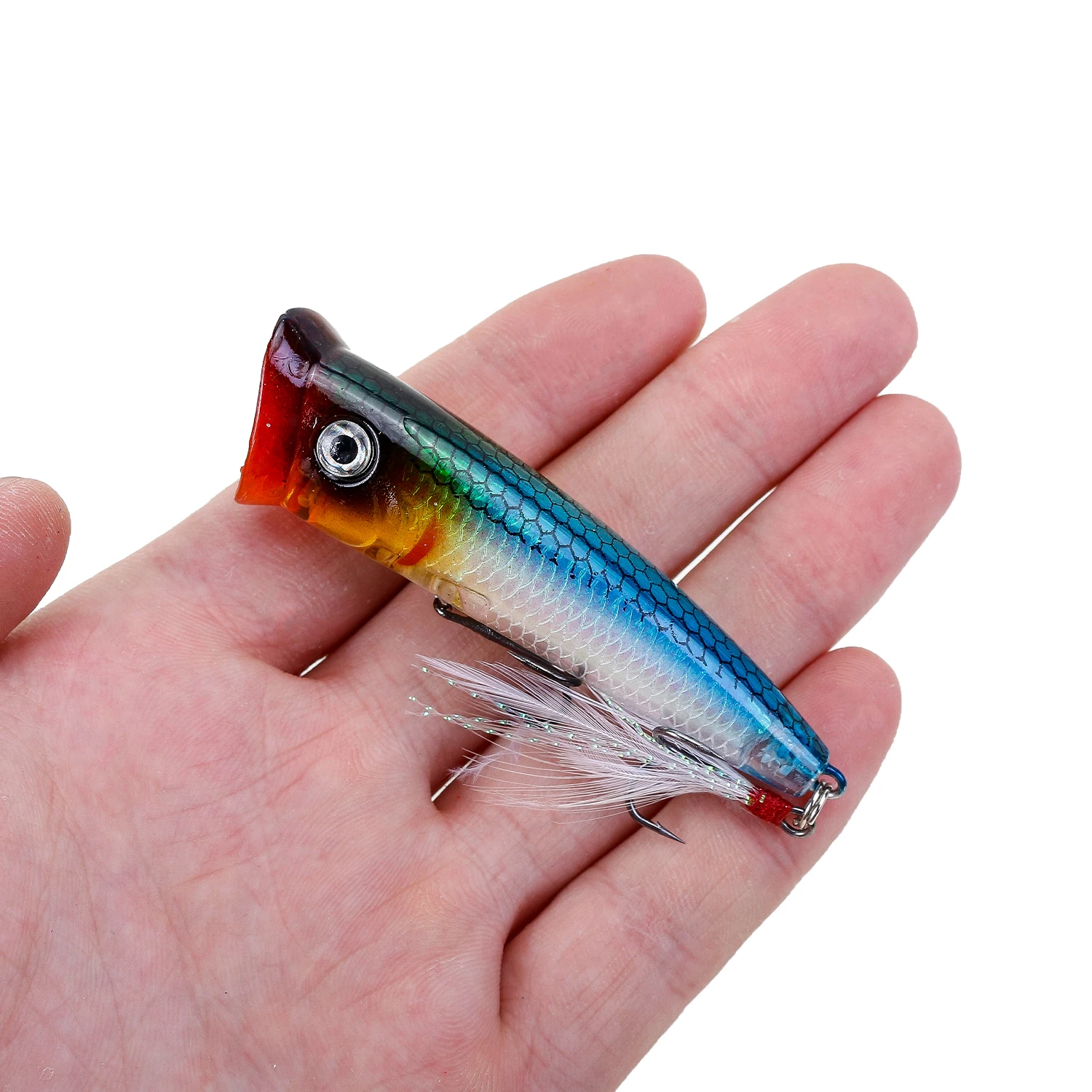 Señuelo de pesca Topwater Popper Wobblers, 8cm, 10,5g, flotante para nadar, cebo duro de plástico Artificial, aparejos para Lucio, 6 unids/lote - imagen 5
