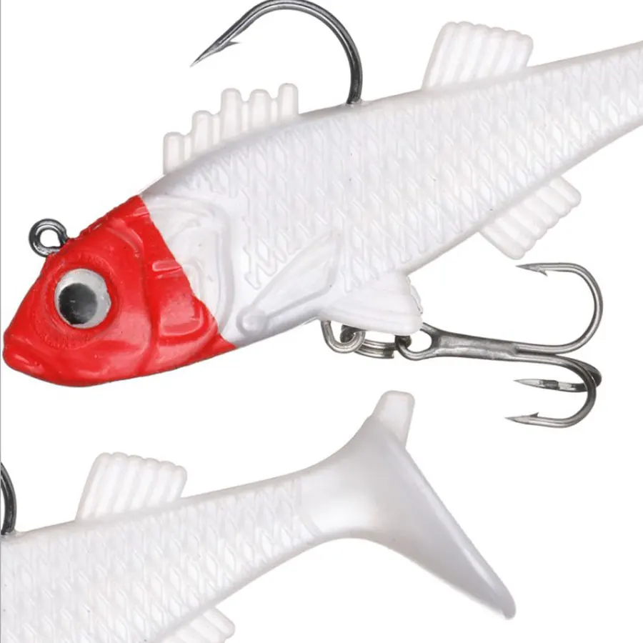 Wobbler de cola de señuelo suave con anzuelo de plantilla, cebo de lubina artificial de sílice con anzuelo triple para pesca de lubina, carpa, 8g, 16g - imagen 4