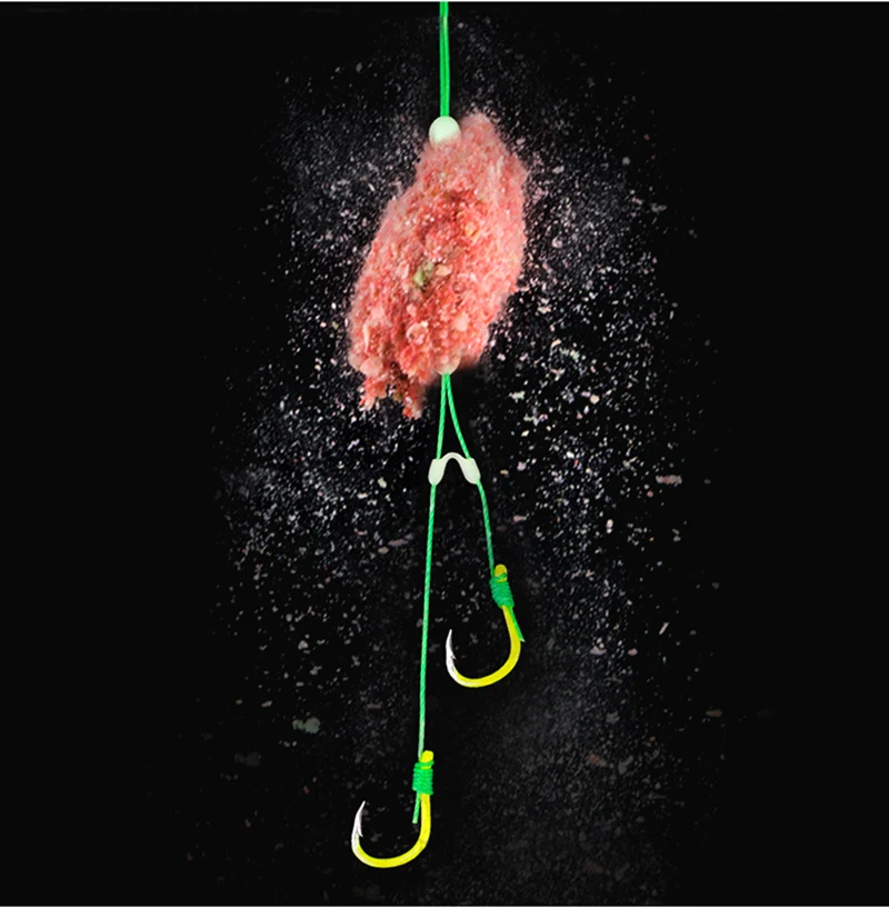 5 par/lote anzuelos de pesca de acero al carbono anzuelo de doble púas con línea de PE accesorio de anzuelo de pesca de carpa antibobinado B349 - imagen 4