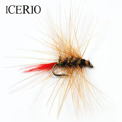 ICERIO-cebos de pesca con mosca, 6 unidades, n. ° 12, ninfa marrón, gusano, lanoso, trucha