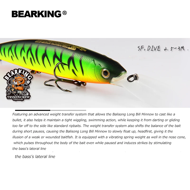 Bearking-Señuelos de Pesca de calidad profesional, cebo duro de buceo de 130-3m, wobblers, pececillos, aparejos de cebo Artificial, 28,6mm, 2,5g
