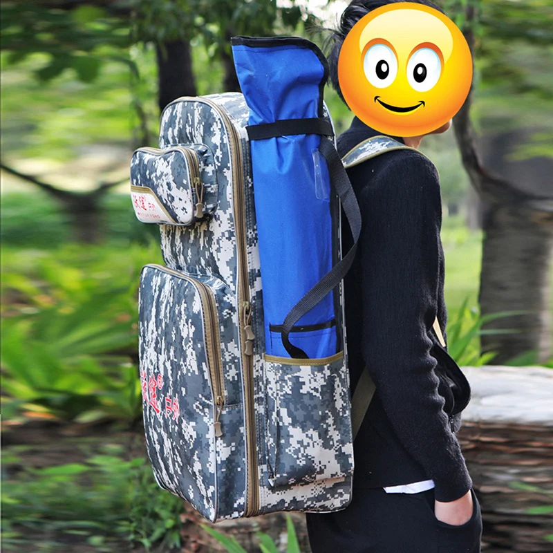 Mochila de camuflaje de gran capacidad para silla de pesca, Mochila de tela Oxford para pesca al aire libre, bolsa protectora desmontable para peces, X561G - imagen 5