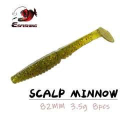 ESFISHING-SEÑUELOS DE PESCA DE cuero cabelludo, pececillo de 8,2 cm, 8 piezas, 3,5g, cebo de silicona Artificial suave, aparejos de pesca en el mar