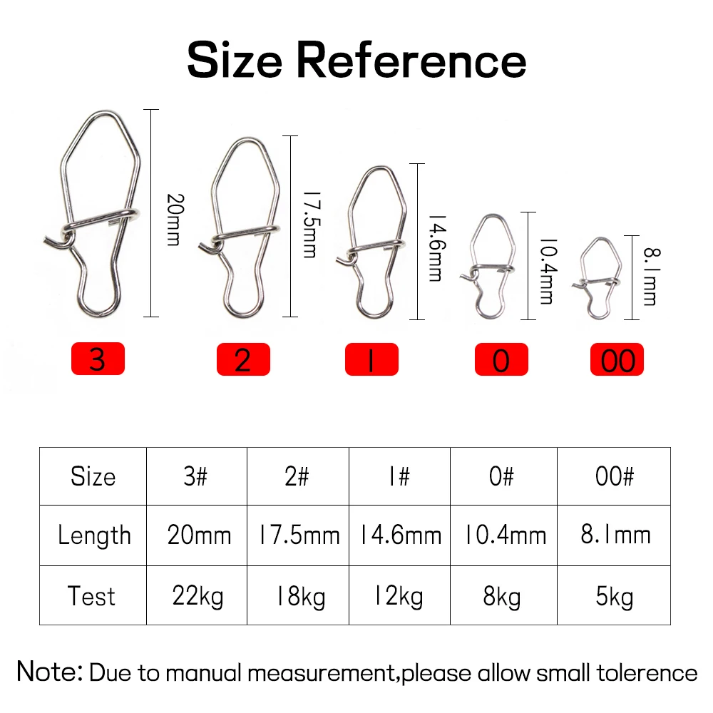 Bimoo-conector de señuelo de pesca de acero inoxidable, Pin de bloqueo de Clip rápido, de 100 piezas ojo de diamante, accesorios de pesca de agua dulce y salada - imagen 3