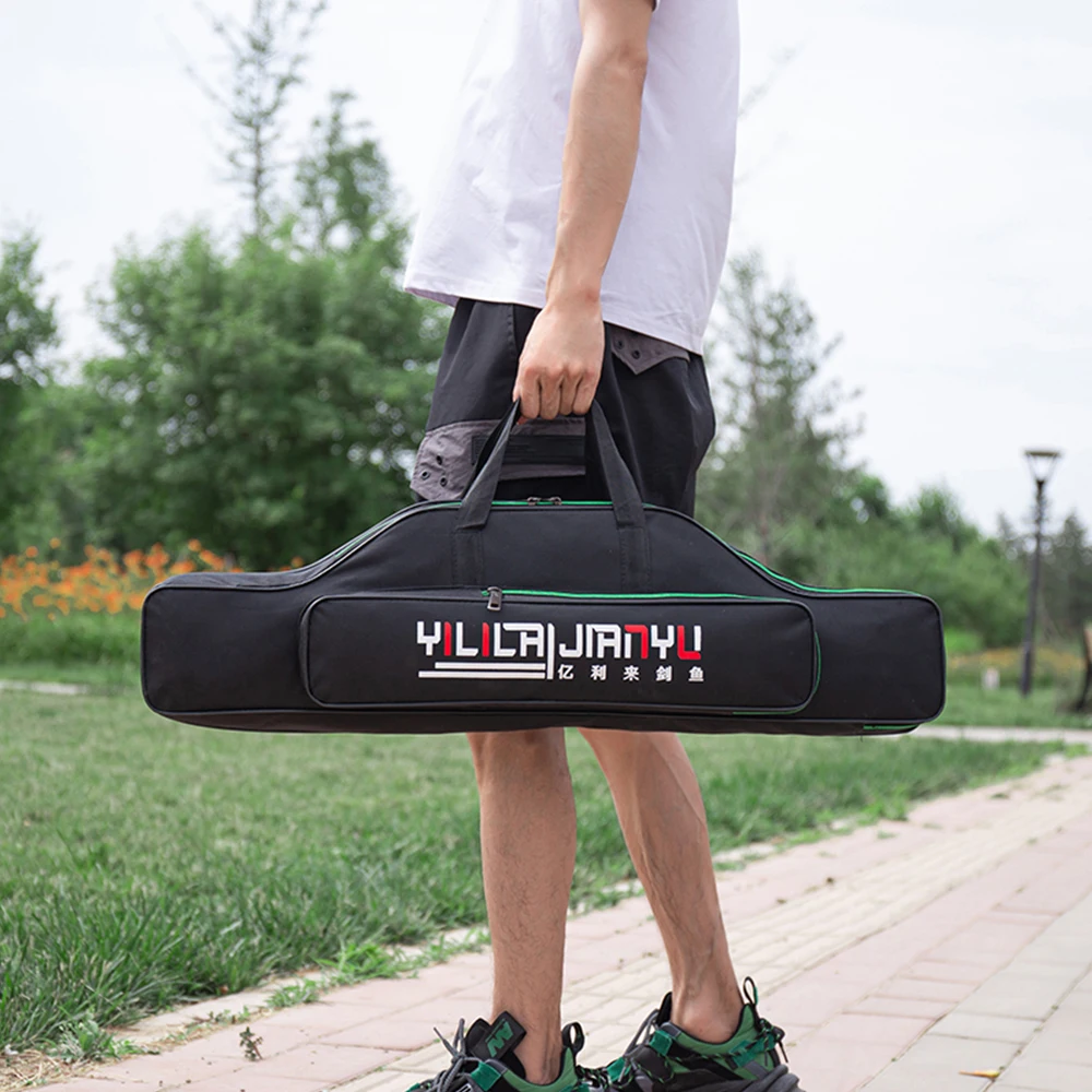 Bolsa de pesca plegable portátil de 3 capas, bolsa de transporte para caña de pescar, carrete, aparejos de pesca, estuche de almacenamiento de viaje, X260G, 120cm/130cm - imagen 3