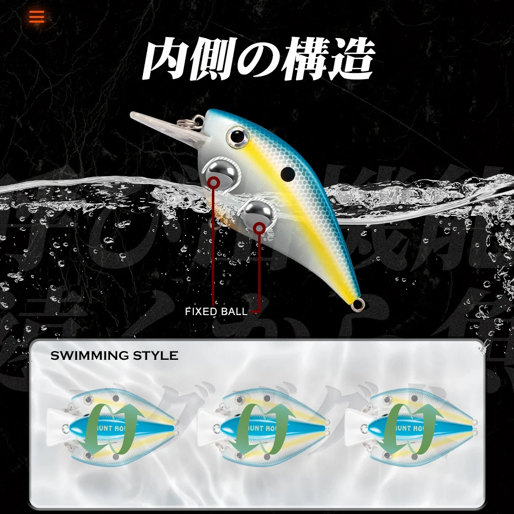 Hunthouse-señuelo de pesca flotante Squarebill Crankbait, 65mm, 16,5g, cebos de manivela, señuelos duros para Lucio, Pesca de agua dulce, LW902 - imagen 4