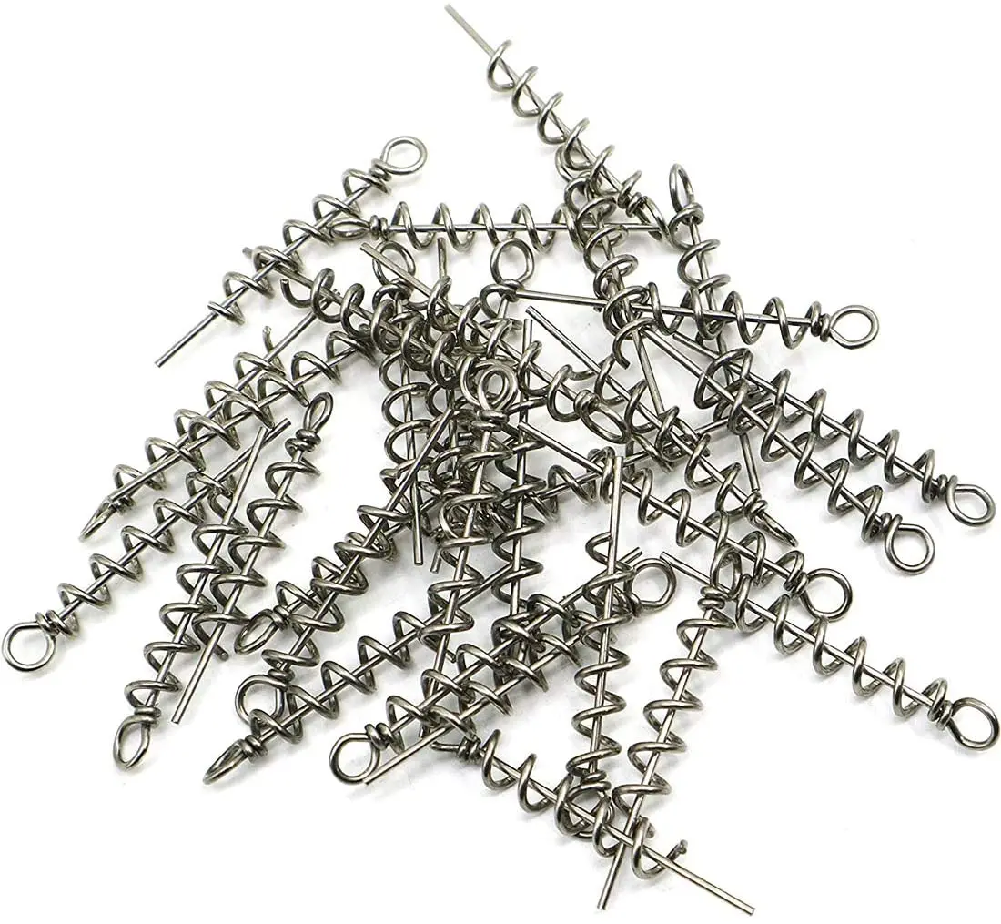 Tornillo de pesca con bloqueo de giro de resorte, señuelo suave, resortes de acero inoxidable, pestillo de pesca, aguja de tornillo para señuelos, 200 Uds. - imagen 5