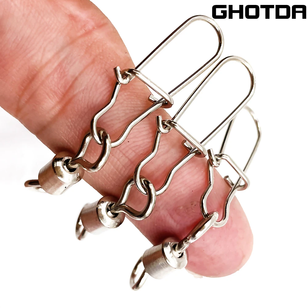 Accesorios de pesca de Lucio, Pin conector de rodamiento giratorio de acero inoxidable, anzuelo a presión, señuelo, aparejos giratorios, 50 o 20 piezas - imagen 3