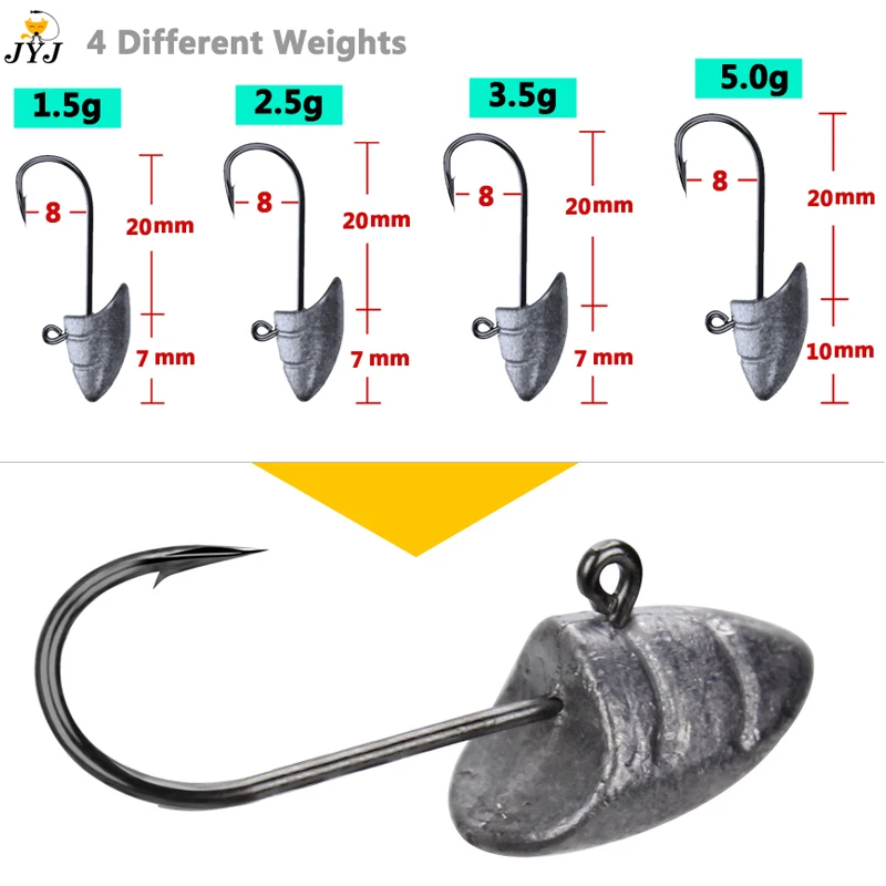 Anzuelo de pesca con cabeza de Caracol de Río, anzuelo de 1,5g, 2,5g, 3,5g, 5g, cebo de Pesca, Señuelos blandos, aparejos de pesca - imagen 4