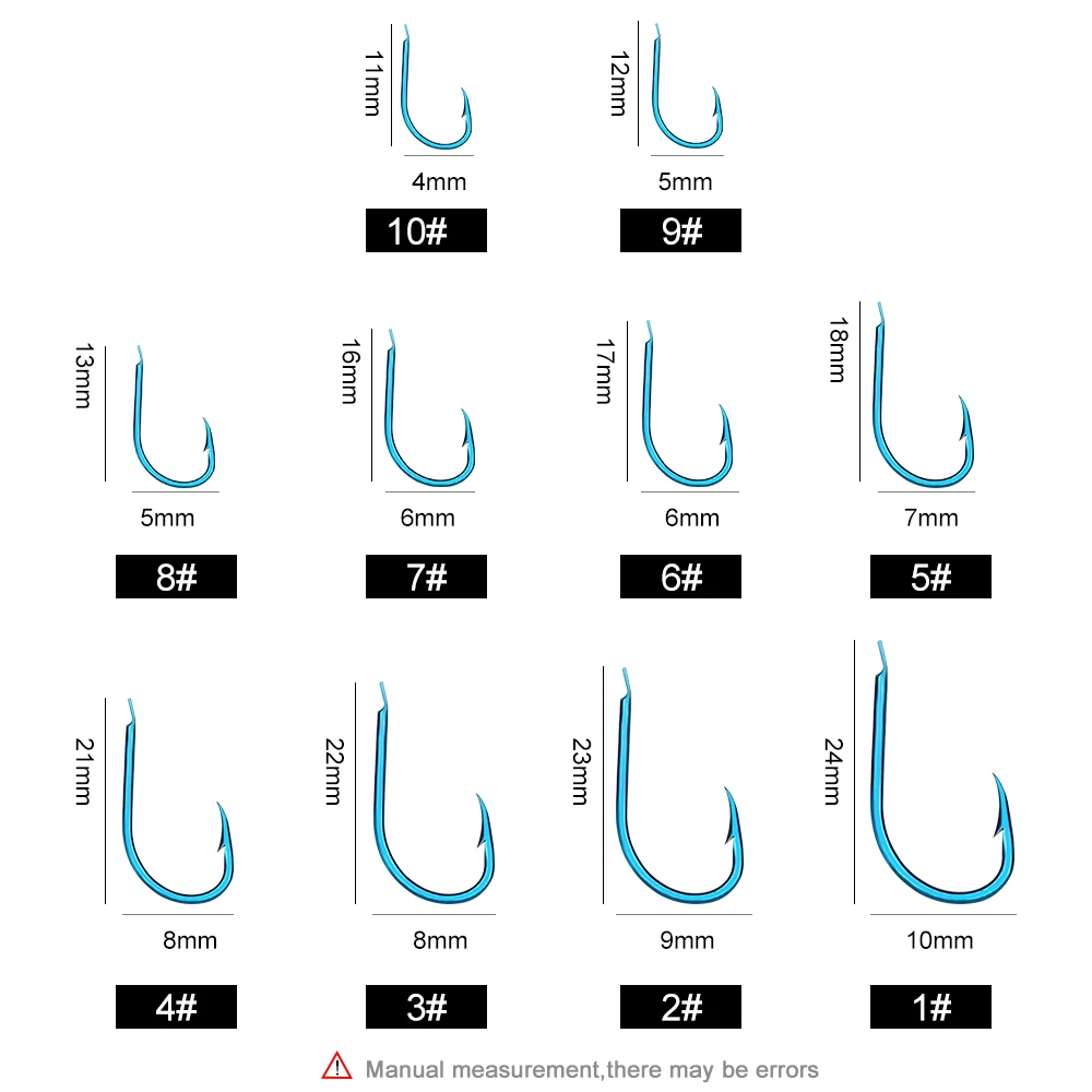 NGB 50PCS Anzuelo de pesca de carpa de acero rico en carbono plano 1-10 #   Accesorios de alimentador de un solo gancho con púas circulares de agua dulce - imagen 2