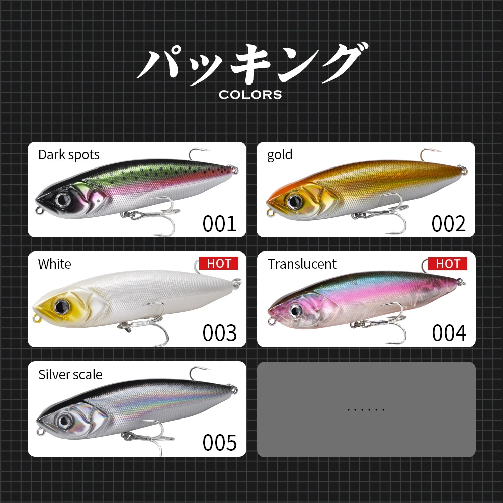 Hunthouse WTD-señuelo de pesca con lápiz, 100, 120mm, 19 y 32g, cebo duro Artificial flotante, Wobbler de superficie para aparejos de pesca azul y lubina - imagen 5