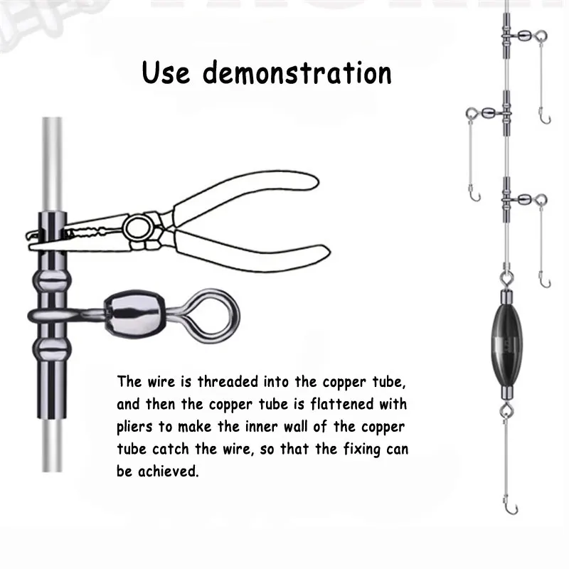 Equipo de pesca de agua salada, aparejos giratorios de 3 vías con anillo sólido, tubo de cobre, Conector de línea, accesorios de aparejo, 10 Uds. - imagen 4