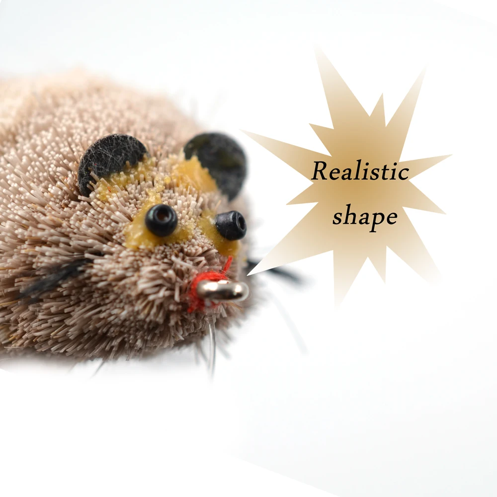 MNFT 1 Uds. Gancho para atar moscas, ratón de pelo de ciervo con gancho protector contra malas hierbas # 1/0 cebos flotantes para ratas con mosca de pesca - imagen 5