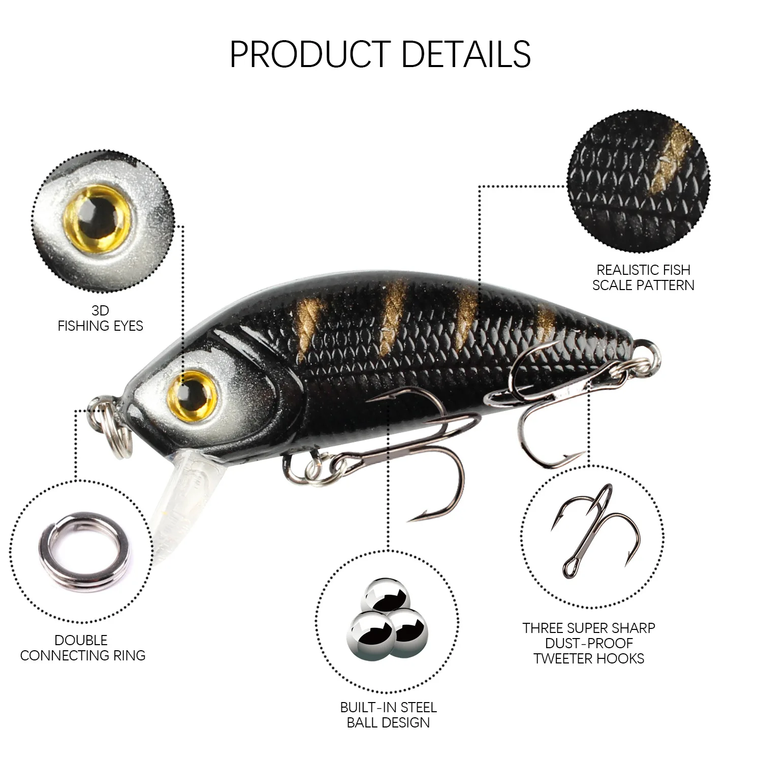 Minnow Wobblers clásicos de pesca, lure50 mm 4g, Mini Iscas artificiales, cebo duro Crankbait, Swimbait para lubina y Lucio, accesorios, 1 unidad - imagen 4