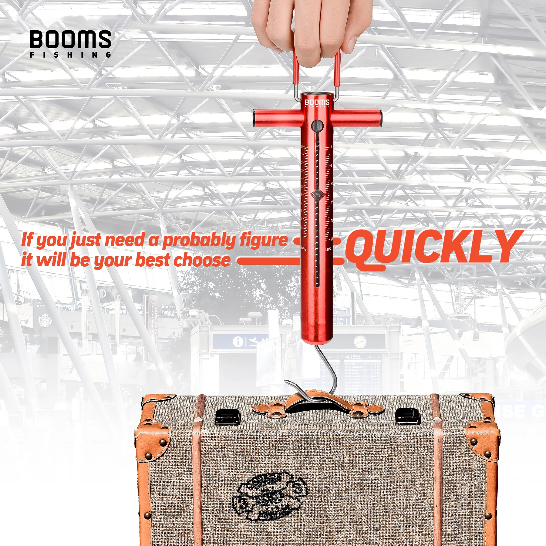 Booms Fishing TS1 tubo de aluminio báscula de gancho de resorte para pesca 25LB 11KG báscula de gancho colgante portátil accesorios de herramientas de peso - imagen 3