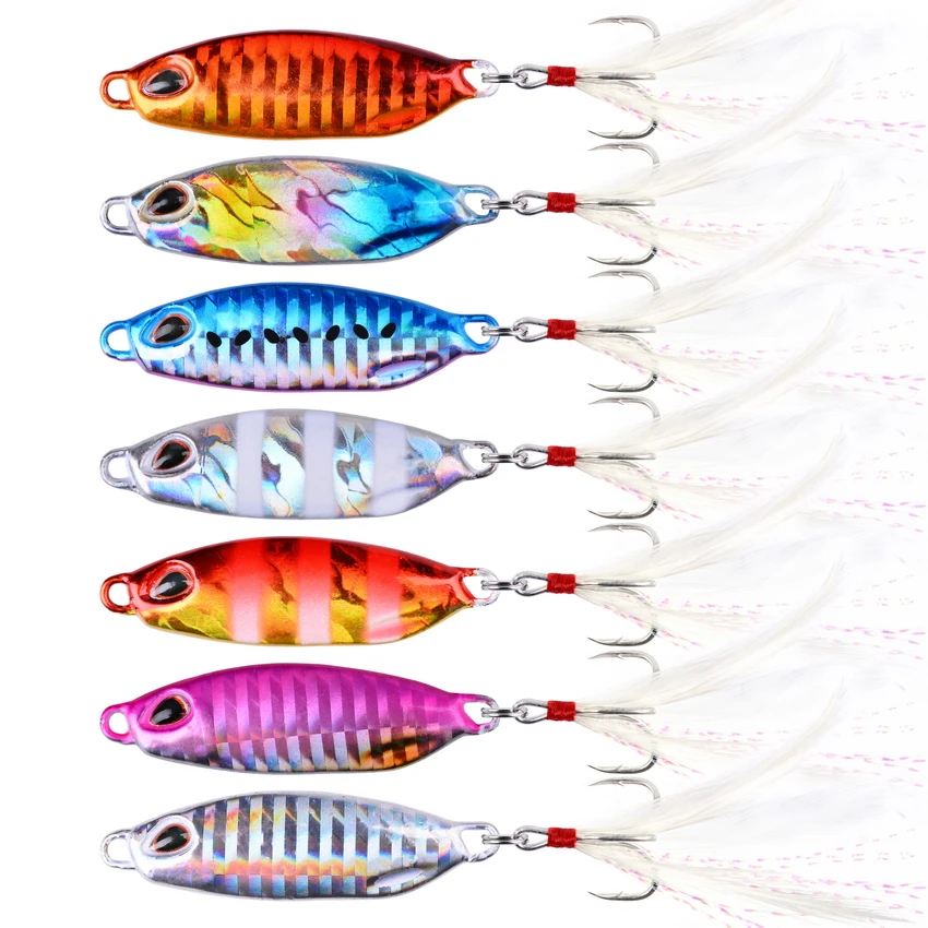 Señuelo de plantilla fundida de Metal, cebo de agua salada para pesca, 10g, 15g, 20g, 30g, 40g, cuchara giratoria, señuelos de atún, Jigs que brillan en la oscuridad - imagen 5