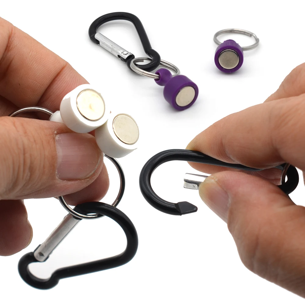 MNFT 2 uds hebilla magnética pesca con mosca red magnética y mosquetón de aluminio herramienta de liberación rápida de pesca 8 colores seleccionados - imagen 5