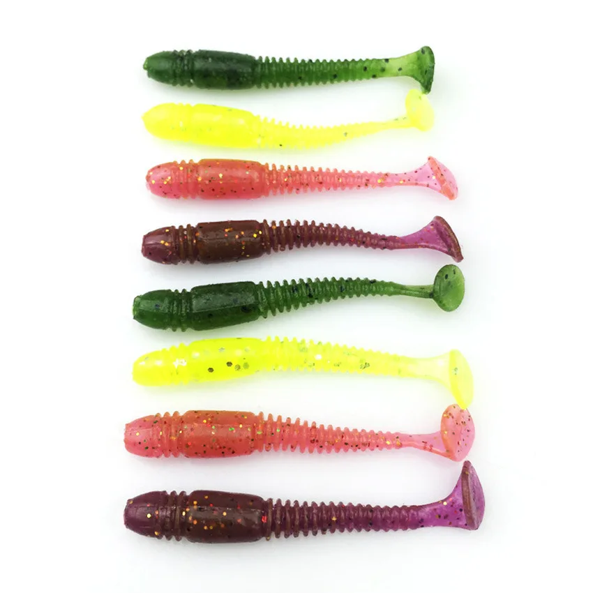 16 unids/lote de cebos de Pesca con olor a gusano de sal, señuelos blandos de 5cm, 1g, plantilla de lubina, cebos artificiales de silicona, aparejos de Pesca - imagen 5