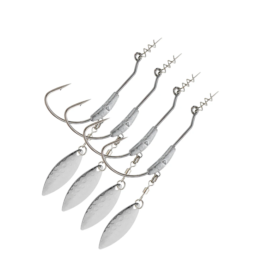 JOHNCOO-anzuelo de pesca compensado con manivela, 2-9g, 8 Uds., anzuelo con cabeza de anzuelo para señuelo de gusano suave, anzuelos de pesca con púas - imagen 5