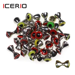 ICERIO-mancuernas sólidas realistas 3D, Ojos de pez, materiales de atado de moscas, cuentas de mancuernas de latón hundidas, Pseudo Eyes, 10 piezas