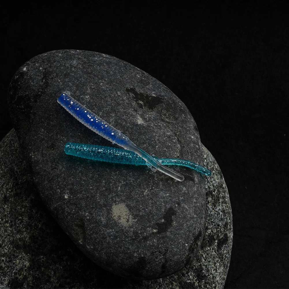 BassLegnd-pesca flotante de plástico suave con fondo de roca, Mini gusanos brillantes, lubina, percha de trucha, 50mm, 0,5g, 15 piezas - imagen 3