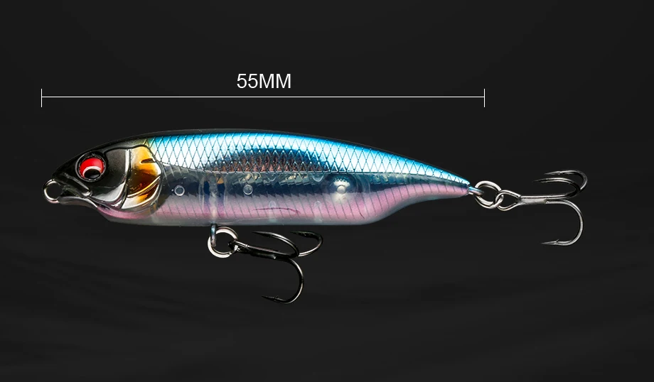 Detalle de los ojos 3D y acabado de color del señuelo