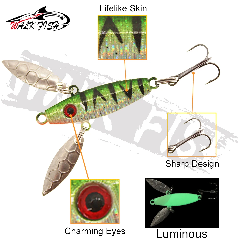 WALK FISH-señuelo de pesca de plomo reflectante de Metal, 5,2 cm, 7,7g, Swimbait, placa de hierro, hundimiento, aparejos de pesca - imagen 4