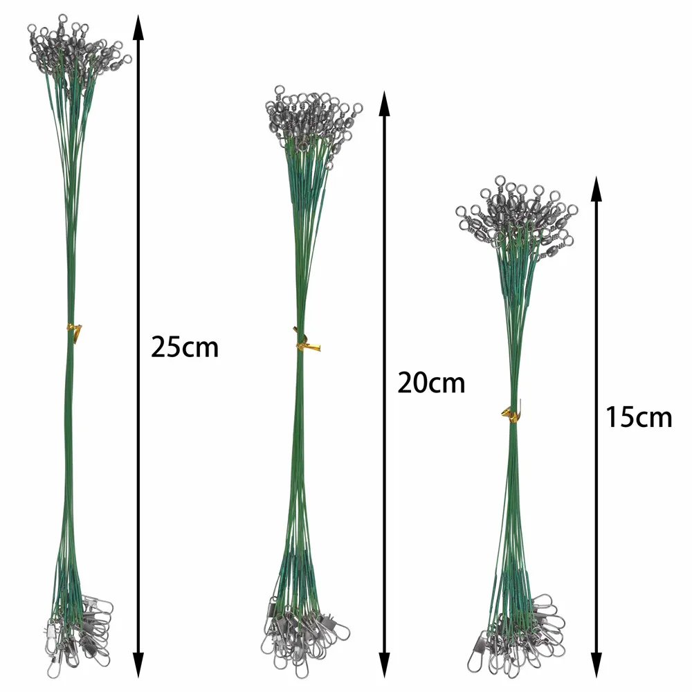 Línea de pesca de acero de 180 piezas, líder de alambre con correa de alambre giratoria de Seguridad, de Lucio señuelo, aparejos de guía de pesca de 15cm, 20cm, 25cm - imagen 2