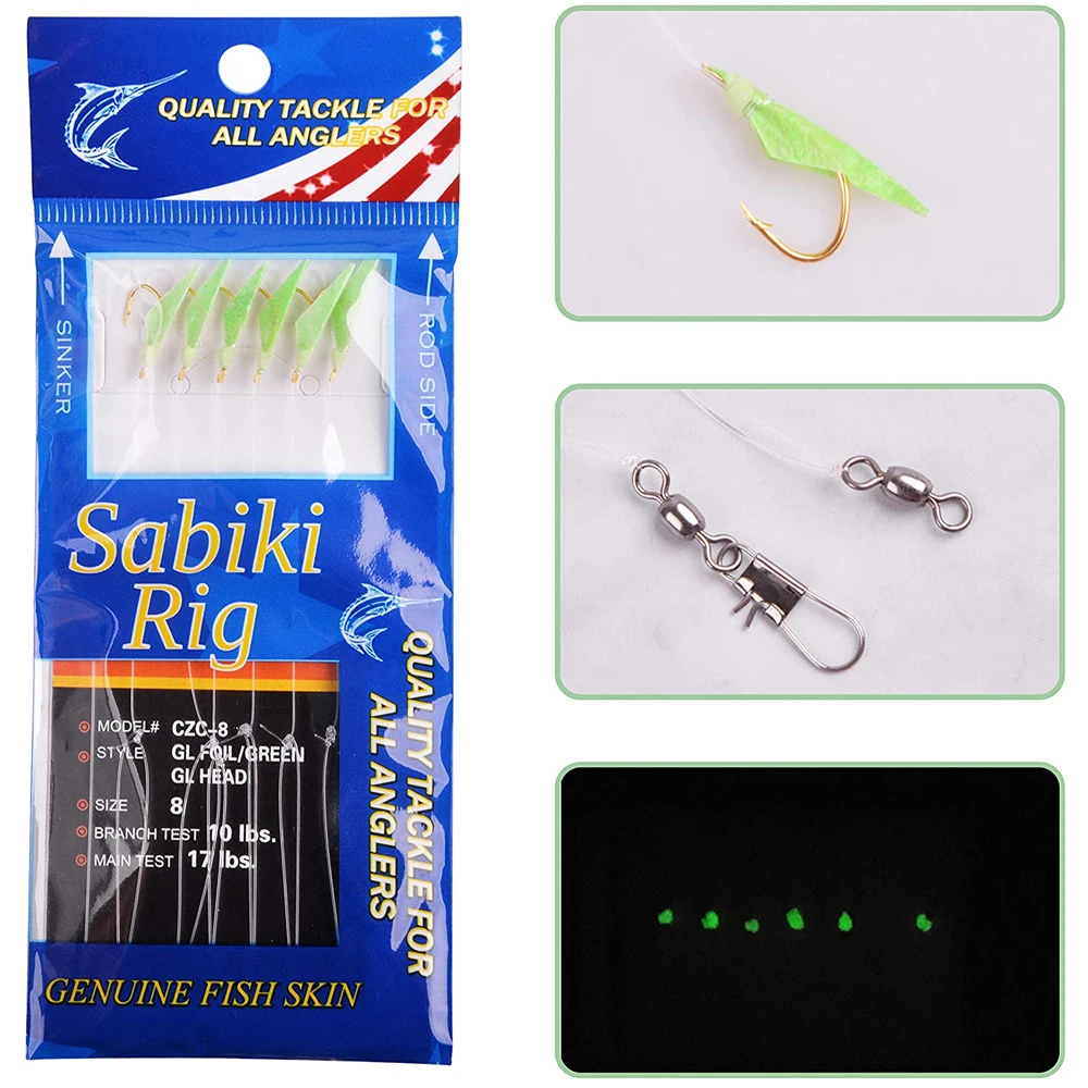 120 Uds = 20 paquetes de aparejos de cebo vivo de pesca luminosa, anzuelo de pesca, cuentas fluorescentes, Anguila de mar, caballa, arenque, aparejos de señuelo de agua salada - imagen 5
