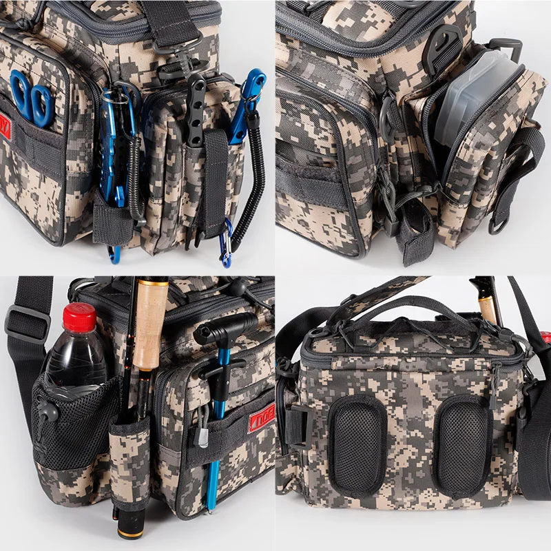 NOEBY-Bolsa de aparejos de pesca multifuncional de nailon, caja de señuelos de alta capacidad, bolsa para exteriores para barco, accesorios de pesca, 45*23*17cm - imagen 4