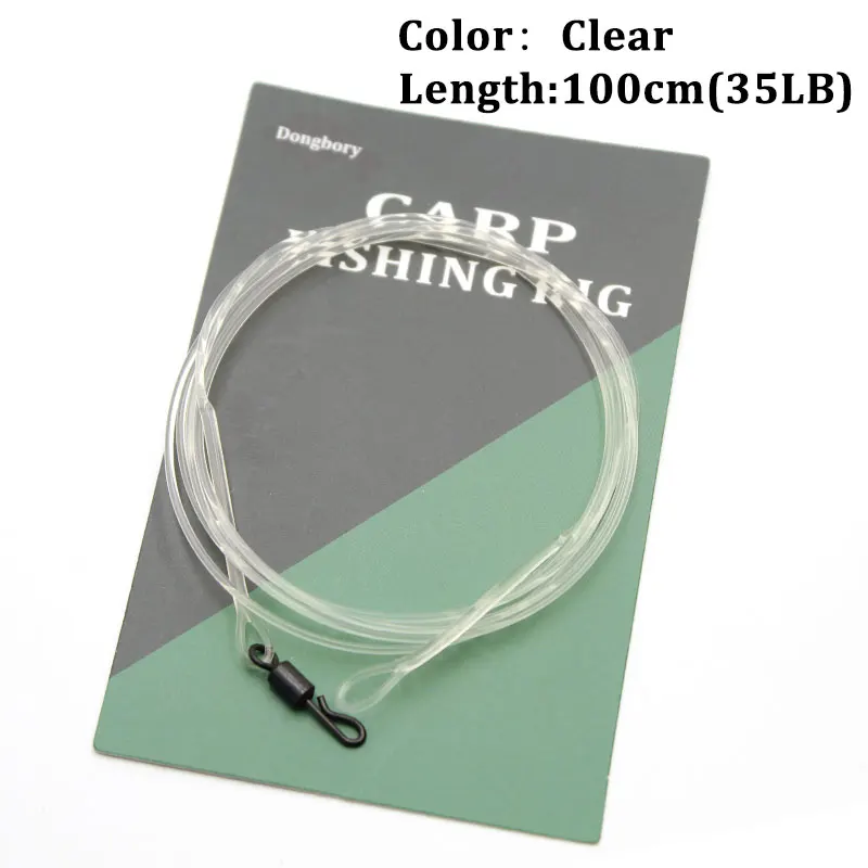 Línea de pesca de carpa de fluorocarbono, 100CM, con aparejos de pesca QC, de cambio rápido, con lazo fundido giratorio, sin plomo - imagen 5