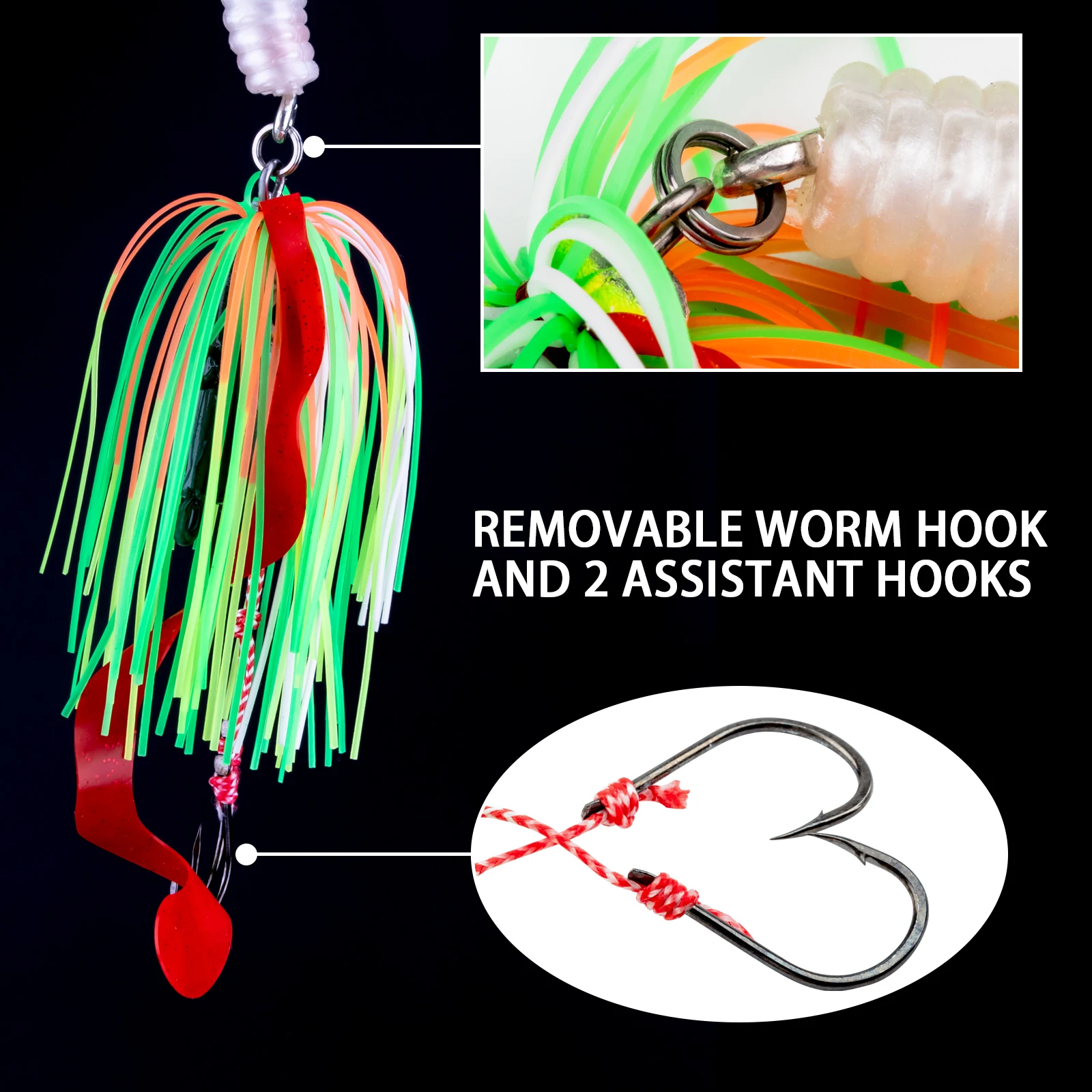 THKFISH-cebo de alambre para pesca de lubina, 40g, 60g, 80g, falda suave de silicona, cabeza de anzuelo, anzuelo de púas para pesca de lubina, Buzzbait, agua salada, 1 Uds. - imagen 5