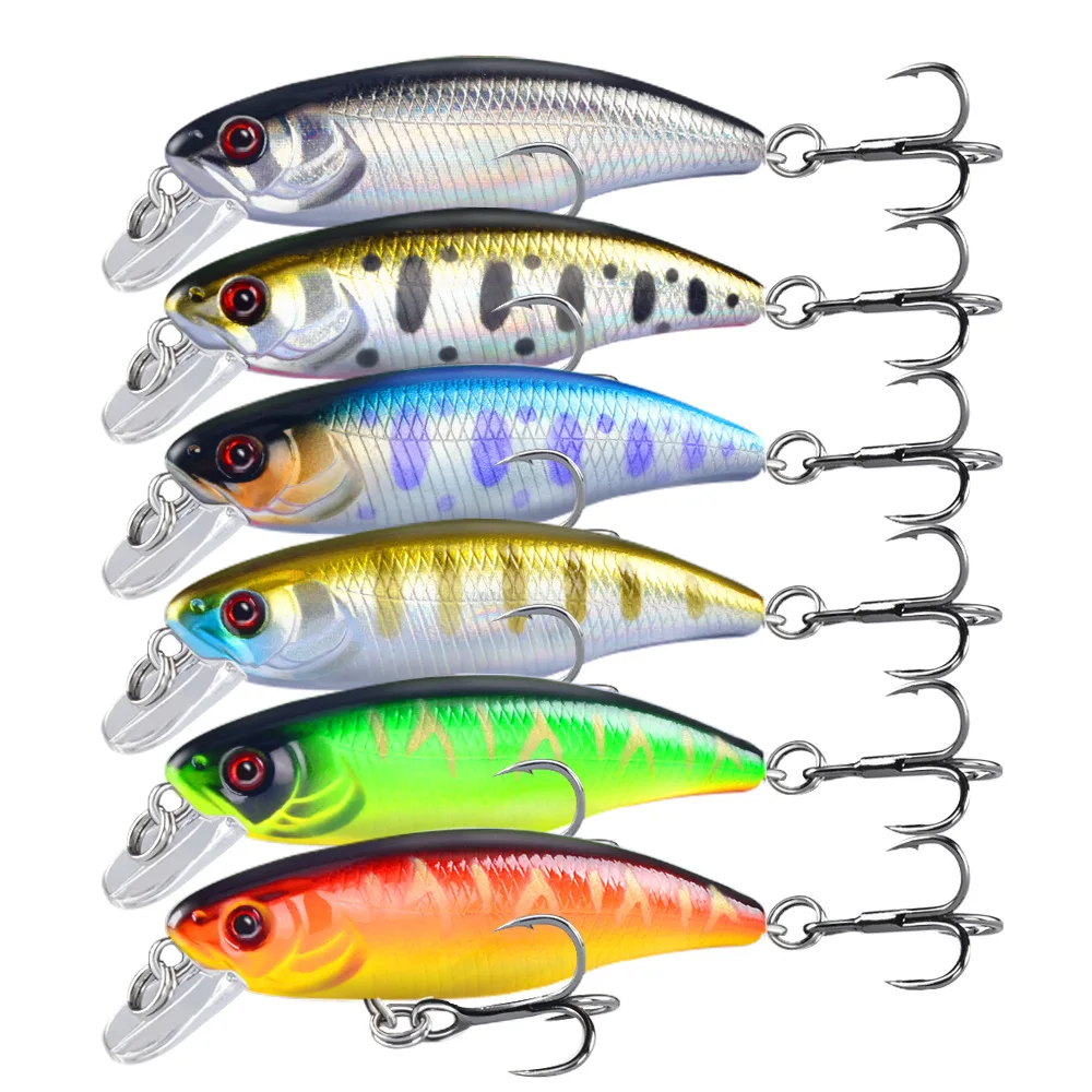 Señuelos de Pesca de pececillos de 1 piezas, Wobblers, 53mm/4,5g, cebo duro de piscardo, perca japonesa, salmón, trucha, lubina