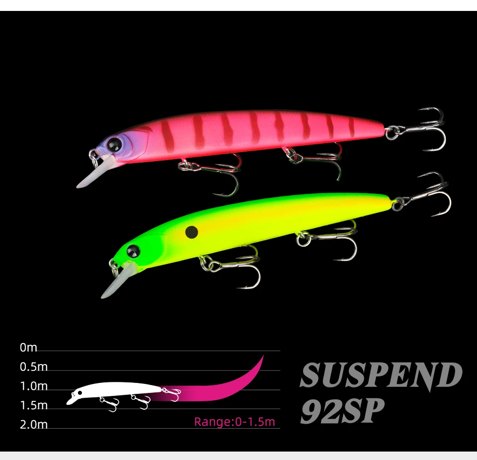 TSURINOYA-señuelo de pesca de pececillos suspendido, cebo duro de manivela, Jerkbait Wobbler, Pike de fundición larga, 3 ganchos, 92mm, 9g, 1 unidad, DW78 - imagen 4