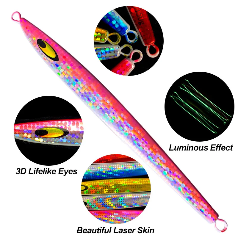 OBSESSION J64 señuelo de pesca de hundimiento rápido Jigging 120g 150g Artificial brillante láser Metal Jigbait agua salada brillo pesca Jig señuelo - imagen 4