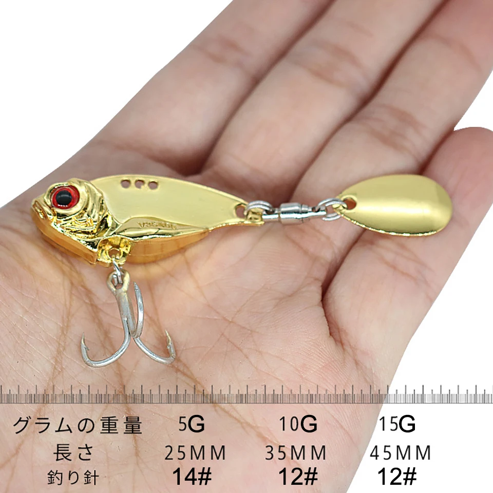 WALK FISH-Señuelos de Pesca con vibración VIB, 1 unidad, 5G/10G/15G, Wobblers, cebo de Metal, cuchara giratoria, aparejos de Pesca Jigging - imagen 3