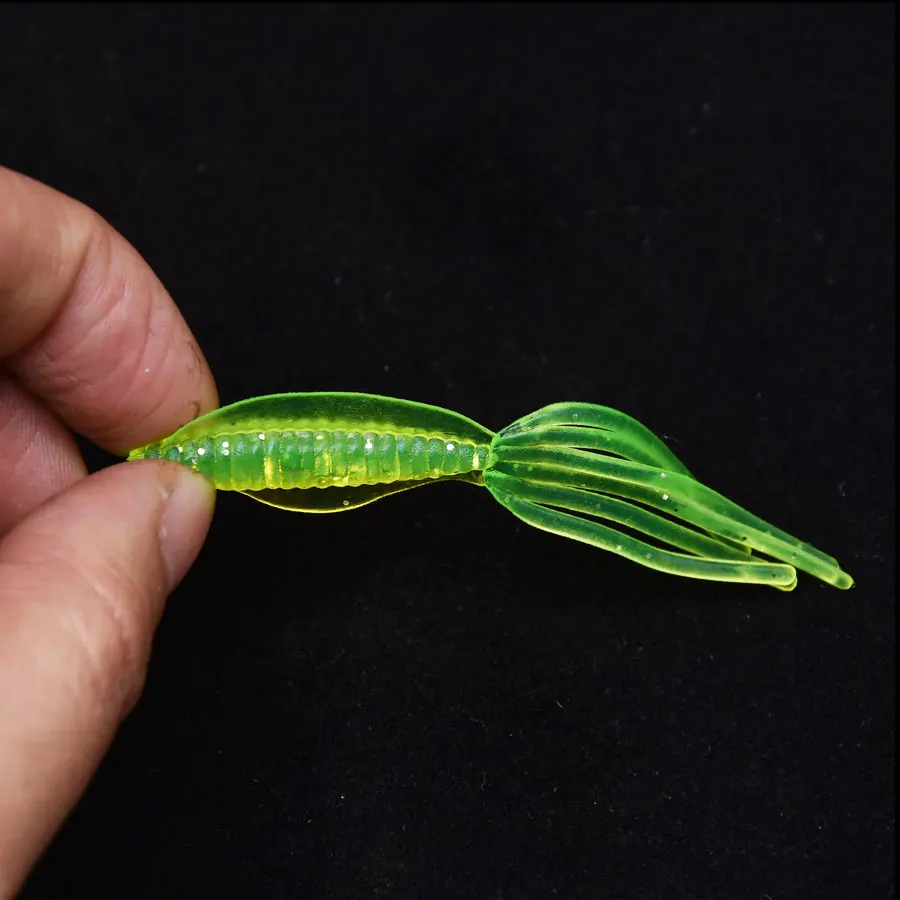 JYJ-SEÑUELOS blandos de calamar para Pesca, anzuelos de gusano de silicona, cabeza de plantilla, 6cm, 20 unidades - imagen 5