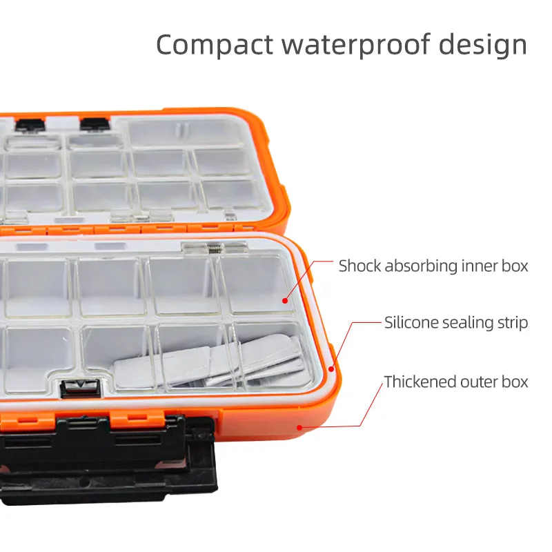 Mosodo-cajas de aparejos de pesca con señuelos, compartimentos de doble capa, estuche de almacenamiento de pesca impermeable, caja de accesorios para anzuelos de pesca - imagen 3