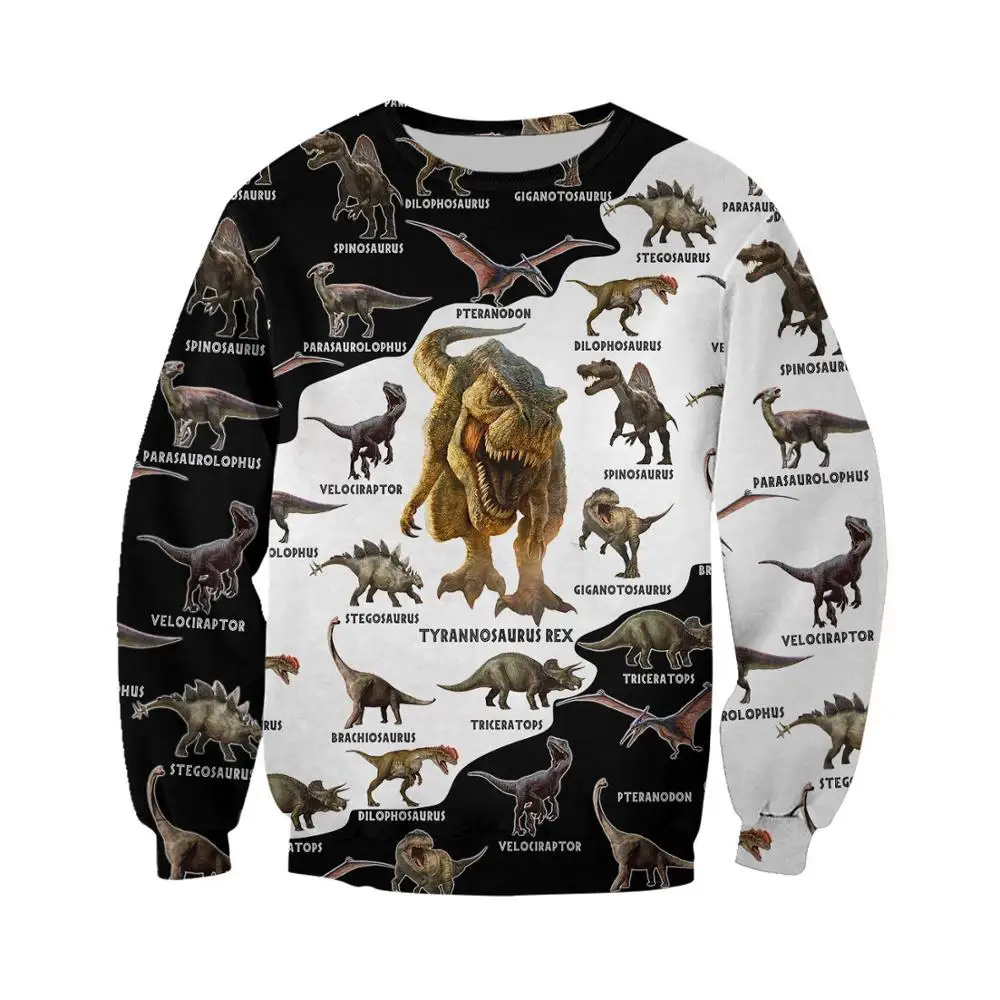 Patrón de dinosaurio 3D completamente estampado Sudadera con capucha para hombres/mujeres Harajuku moda Animal Sudadera con capucha chaqueta Casual pulóver KJ011 - imagen 5