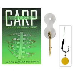 Accesorios de pesca de carpa, gancho recto con púas, anillo de goma de silicona, cebo suave, cebos para picaduras, topes, eslabones de cuentas amortiguadoras