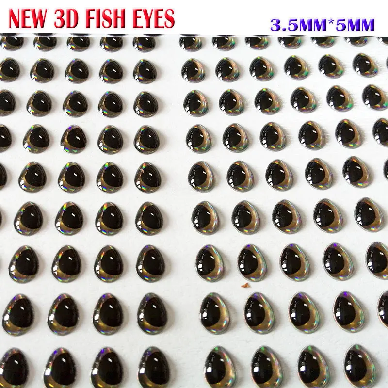 Nueva llegada ojos de pez 3d 2,3*4mm 3,5*5mm 5mm * 6mm 5mm * 7mm 4 tamaños elegir 500 unids/lote - imagen 3