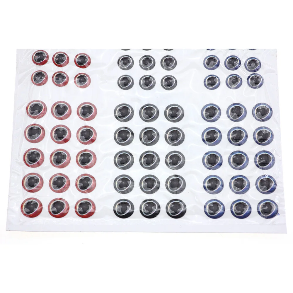 Señuelos de Pesca con ojos holográficos 3D, simulación de pupila, pesca con mosca, pececillo Artificial, aparejos de pesca de ojo DIY, 3mm-6mm, 183 unidades por lote - imagen 4
