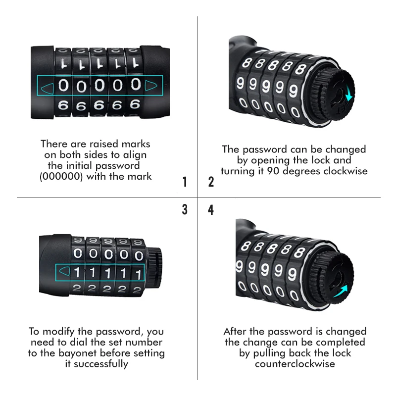 Mosodo-candados con código para bicicleta, cerradura de Cable de acero para bicicleta, sin llave, 5 dígitos, tija de sillín, seguridad, ciudad, accesorios de ciclismo - imagen 4
