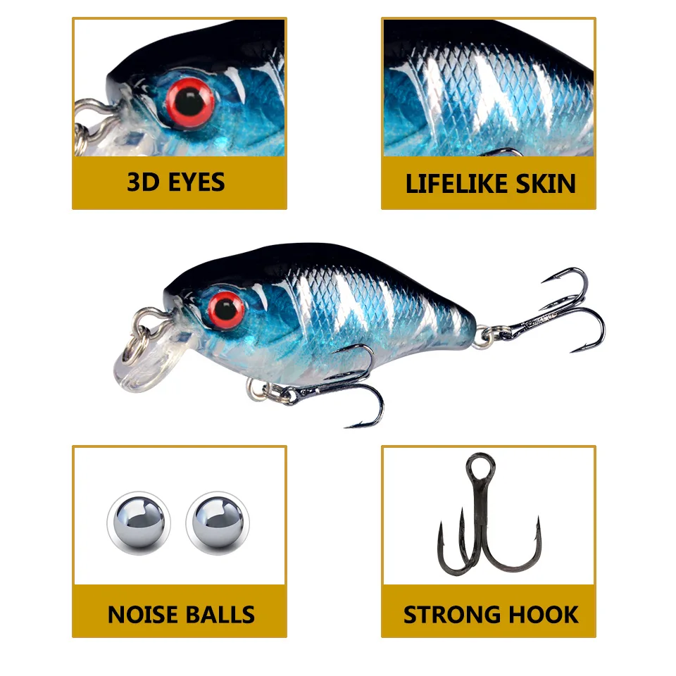 Wobblers-señuelo de Pesca flotante, cebo duro Artificial de Japón, Crankbait, Lucio, carpa, Swimbait, aparejos de Pesca, 1 unidad, 4cm, 4.g - imagen 4