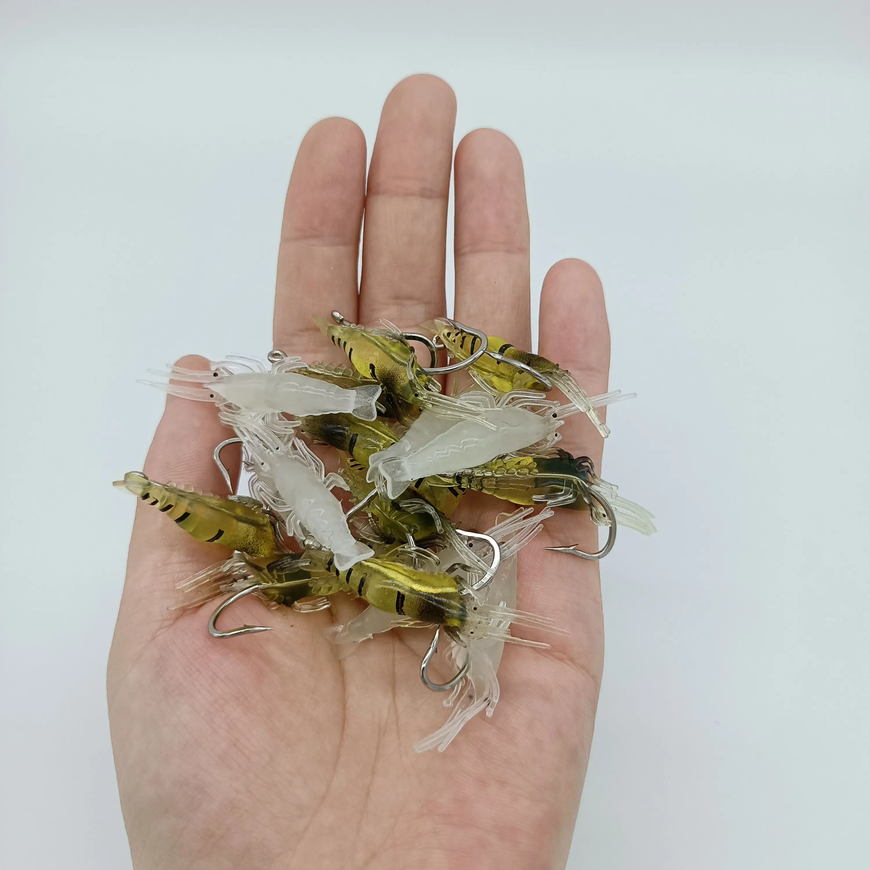 DUODUOYU-señuelo de pesca de camarón suave, cebo artificial Isca de silicona luminosa con un solo gancho, aparejos de pesca, 1,3g/30mm, 10 unidades por lote - imagen 4