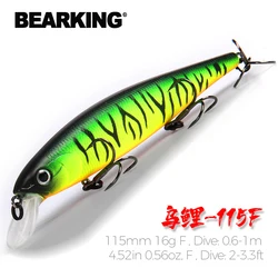 Bearking 115mm 16g buceo 0,6-1m Señuelos de pesca superiores flotantes Wobblers cebo Artificial predador aparejos jerkbaits para Lucio y lubina