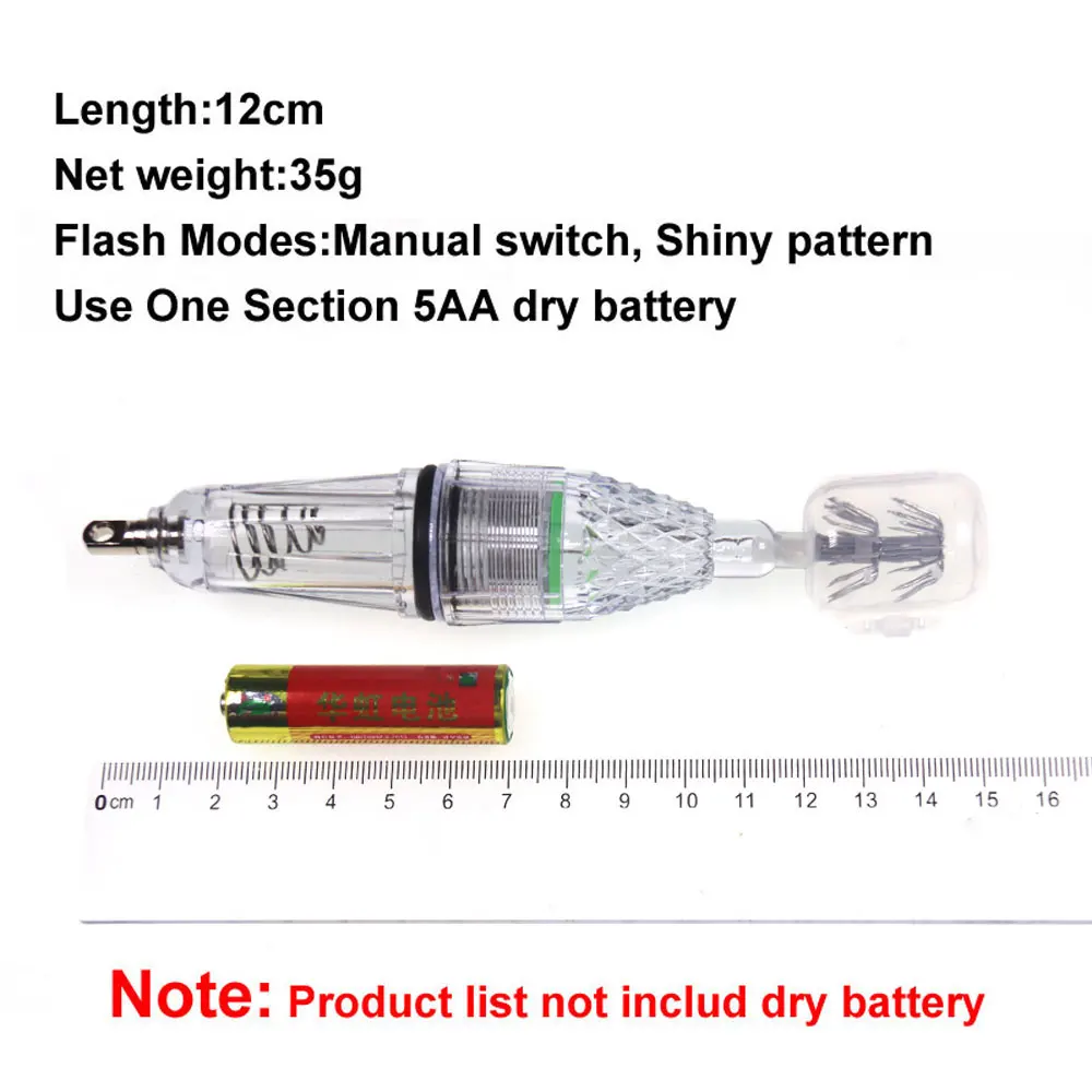 Señuelo de calamar LED con batería 5AA, 12cm, 17cm, gota profunda, pesca en el mar, calamar, pulpo, sepia, paraguas, gancho para atraer la luz de pesca, 1 ud. - imagen 3